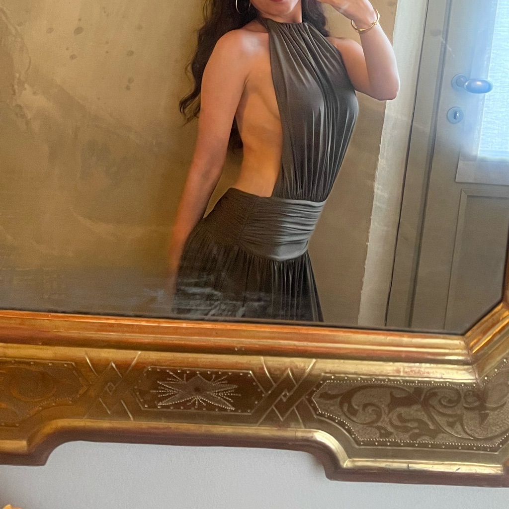 Halter Neck Maxi Dress In Olive Brown — image 5 of 6